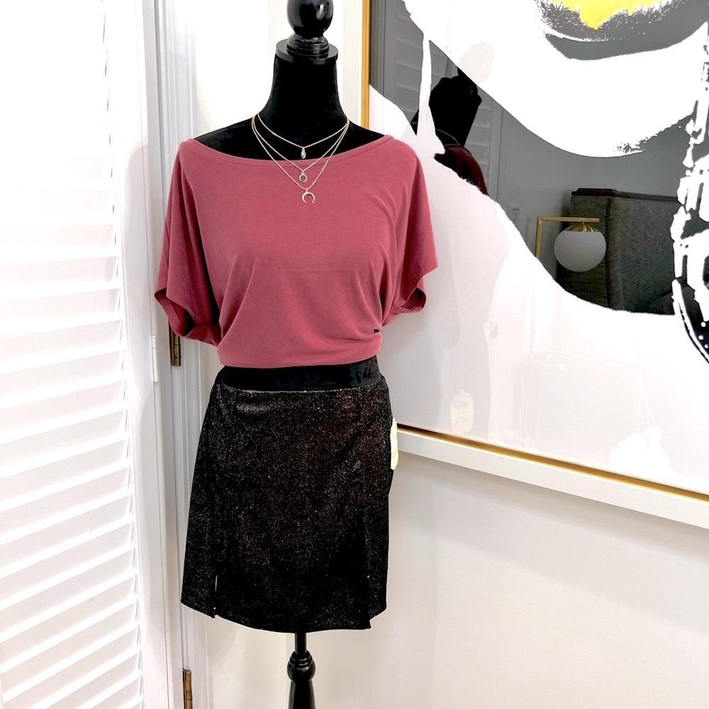 NWT Altar’d State Black Glitter Mini-Skirt, Size L